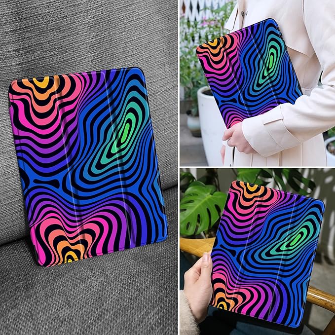 MEEgoodo Case for Samsung Galaxy Tab A9 Plus 11 inch Cover 2024 2023 with S Pen Holder, A9+ Smart Tablet Cases with Leather Trifold Stand+Soft TPU Back Shell+Smart Auto Wake/Sleep, Abstract Ripple