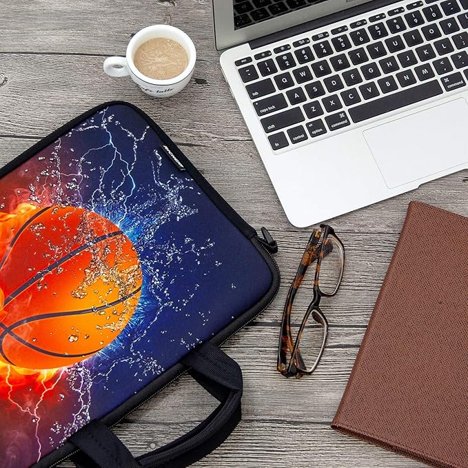 RICHEN 11 11.6 12 12.5 13 inches Case Laptop/Chromebook/Notebook PC Tablet Travel Case Neoprene Handle Sleeve with Shoulder (11-13.3 inch, Basketball Fire)