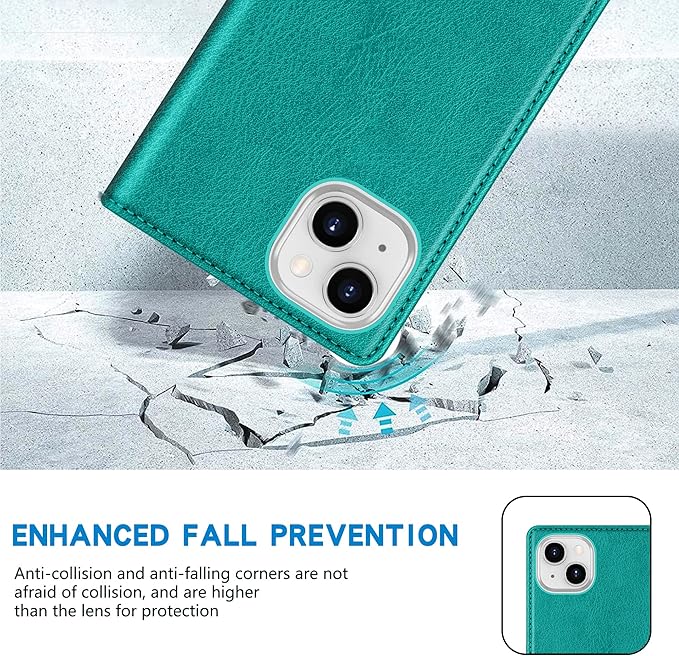 ZZXX for iPhone 15 Plus Wallet Case with [RFID Blocking] Card Slot Stand Strong Magnetic Leather Flip Fold Protective Phone Case for iPhone 15 Plus Case Wallet(Lake Blue-6.7 inch)