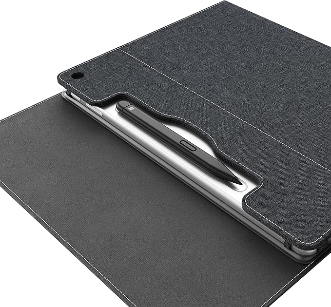 Laptop Case for Microsoft Surface Pro 1st Edition 12-inch, PU Leather Tablet Protective Cover with Multi-Angle Built-in Kickstand & Pen Holder, (Black)