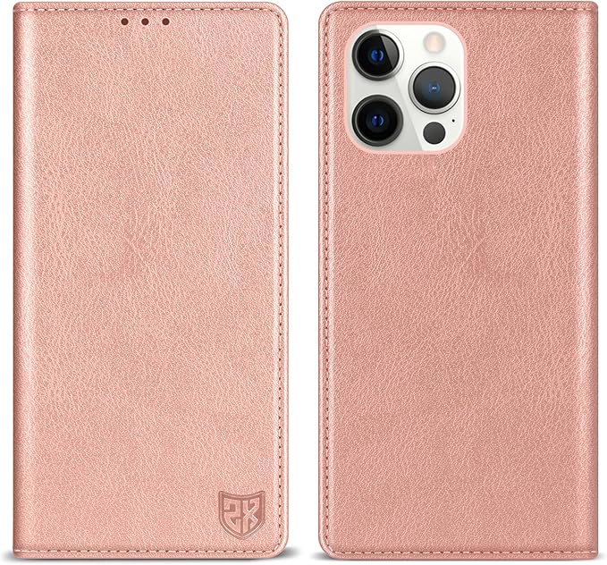 ZZXX for iPhone 15 Pro Wallet Case with [RFID Blocking] Card Slot Stand Strong Magnetic Leather Flip Fold Protective Phone Case for iPhone 15 Pro Case Wallet(Rose Gold-6.1 inch)