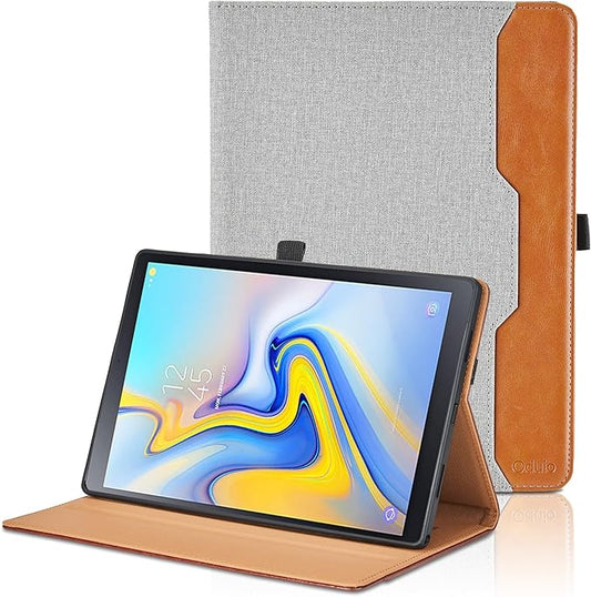 Case for Samsung Galaxy Tab A 10.5 2018 SM-T590/T595/T597, PU Leather Folio Stand Case with Hand Starp and Pocket, Auto Wake/Sleep Smart Tablet Cover, Gray