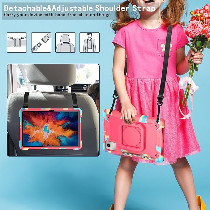 Case for Lenovo Tab M11 11 inch Tablet (TB-330FU / TB-331FC) 2024 Released - Heavy Duty Impact Resistant Case Cover with Rotating Ring Stand (Candy/Pink)