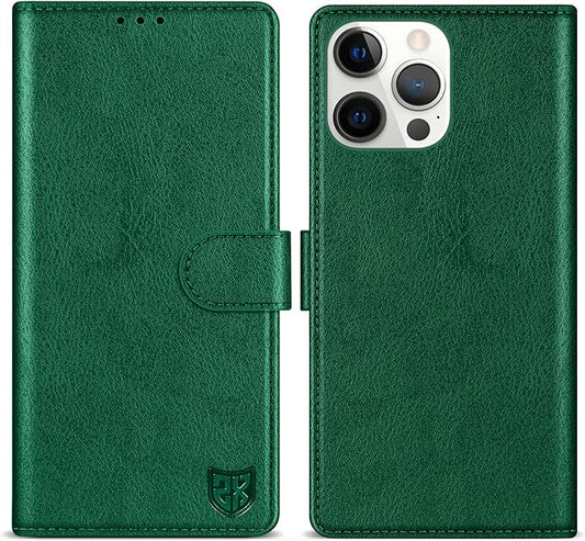 ZZXX for iPhone 14 Pro Max Wallet Case with [RFID Blocking] Card Slot Kickstand Magnetic Closure Leather Flip Fold Protective Phone Case for iPhone 14 Pro Max Case Wallet(Green-6.7 inch)