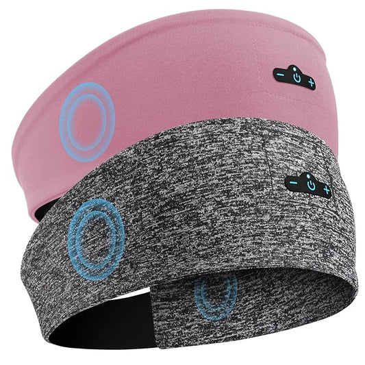 Sleep Headphones Bluetooth Headband for Side Sleeper 2-Pack, 14H Playtime, Wireless Headband Headphones with HD Stereo Speakers for Workout,Running,Yoga, Ideal Gifts for Men, Women, Teens