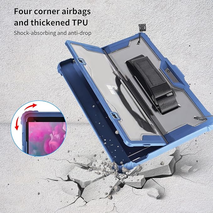 AOAO for Microsoft Surface Go 4/ Surface Go 3/ Surface Go 2/ Surface Go Case with Shoulder Strap, Hand Strap, Stylus Pen Holder, Rugged, Shock-Absorbing and Drop-Resistant(10.5 inch)-Blue