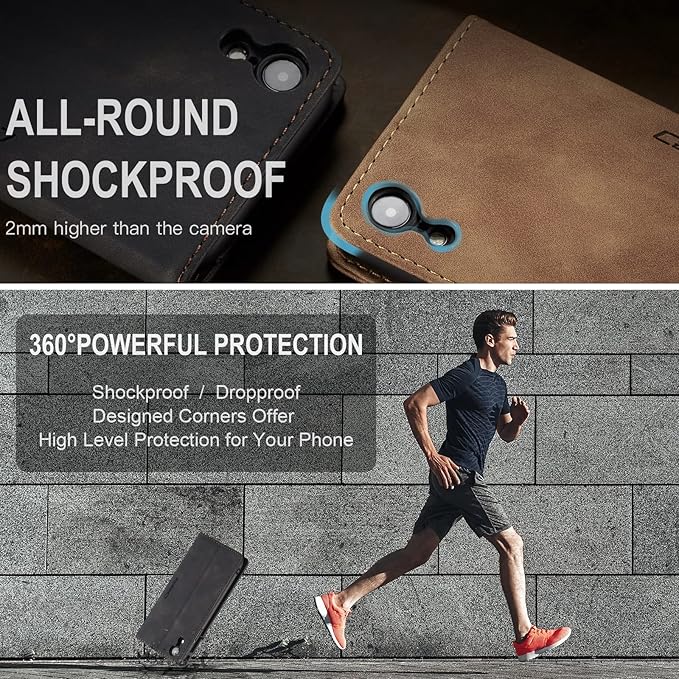 for iPhone XR 6.1-Inch Case, Flip Wallet Leather Case with Card Holder Magnetic Closure Shockproof Kickstand Protective Phone Cases Cover for iPhone XR, Black