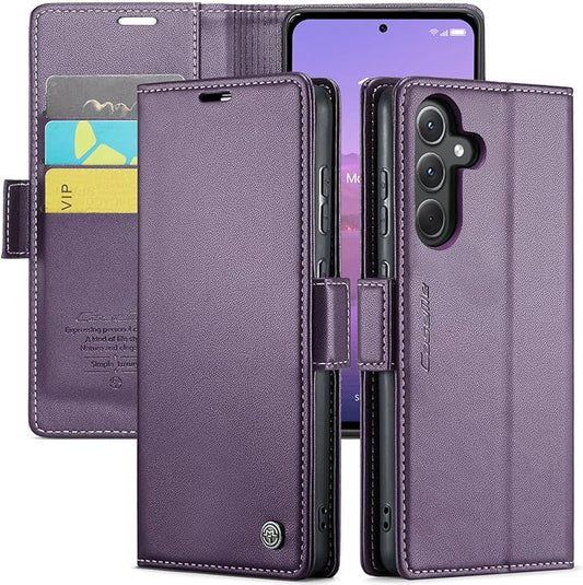 for Samsung Galaxy A35 5G Case, Premium PU Leather Wallet Case Flip Cover with [RFID Blocking][Card Holder][Stand Function] Shockproof Protective for Samsung Galaxy A35, Purple