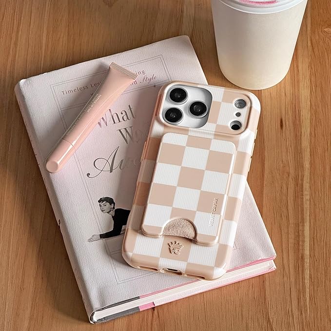 VELVET CAVIAR Case for iPhone 17 Pro | Compatible with MagSafe | 10ft Drop Tested | Protective Designer Cases | Nude Vibe Checkered