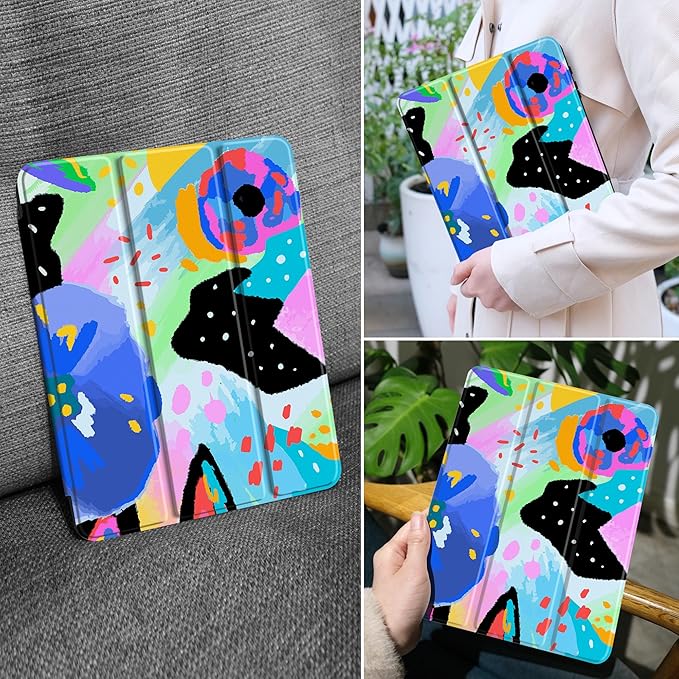 MEEgoodo Case for Samsung Galaxy Tab A9 Plus 11 inch Cover 2024 2023 with S Pen Holder, A9+ Smart Tablet Cases with Trifold Stand+Soft TPU Back Shell+Smart Auto Wake/Sleep, Colorful Painted Floral