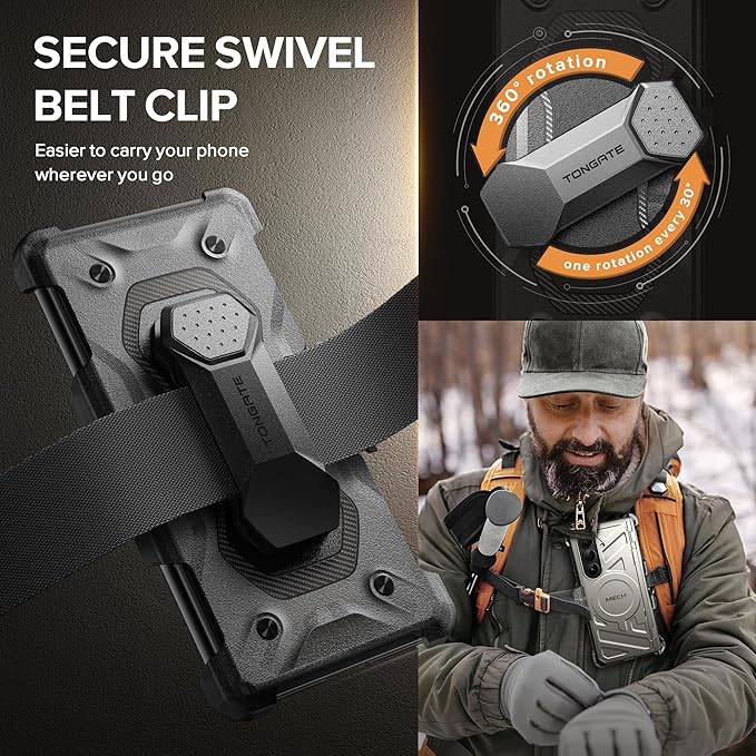 TONGATE for Galaxy Z Fold 7 Case with Privacy Screen Protector, [Compatible with MagSafe][Anti Spy] Shockproof Phone Case, Built-in Stand & Belt Clip & Hinge Cover for Samsung Z Fold 7 2025 8", Tigray