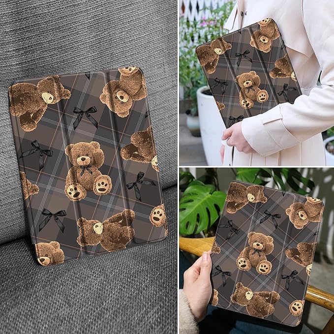 MEEgoodo Case for Samsung Galaxy Tab A9 Plus 11 inch Cover 2024 2023 with S Pen Holder, A9+ Smart Tablet Cases with Leather Trifold Stand+Soft TPU Back Shell+Smart Auto Wake/Sleep, Cute Little Bear