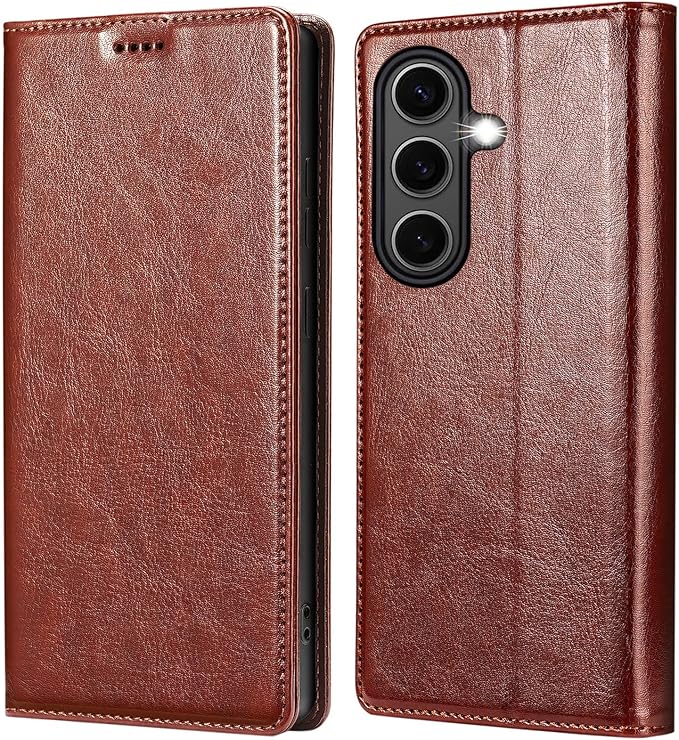 for Samsung Galaxy S25 Plus Wallet Case, Genuine Leather Flip Folio Cover with RFID Blocking Credit Card Holder, Kickstand [Shockproof TPU Inner Shell] for Galaxy S25 Plus (Black)