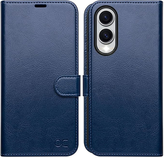 OCASE Compatible with Galaxy S25 Edge Wallet Case, PU Leather Flip Folio Case with Card Holders RFID Blocking Kickstand [Shockproof TPU Inner Shell] Protective Phone Cover 2025, Blue