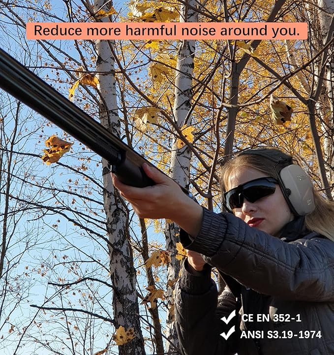 PROHEAR 016 Ear Protection Safety Earmuffs for Shooting, NRR 26dB Noise Reduction Slim Passive Hearing Protector with Low-Profile Earcups, Compact Foldable Ear Defenders for Gun Range, Hunting,Grey