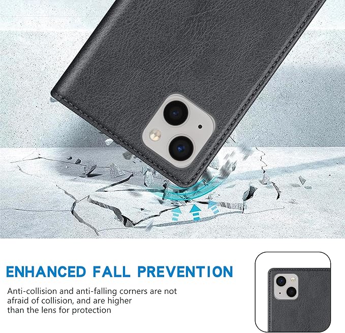 ZZXX for iPhone 15 Wallet Case with [RFID Blocking] Card Slot Stand Strong Magnetic Leather Flip Fold Protective Phone Case for iPhone 15 Case Wallet(Grey-6.1 inch)