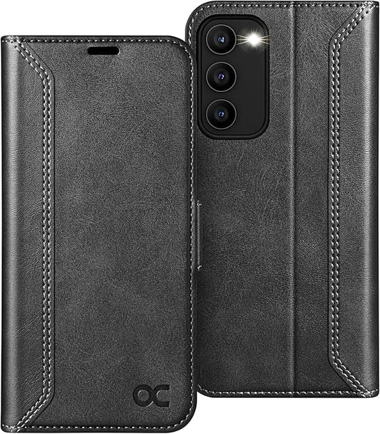 OCASE Retro Series Compatible with Galaxy S23 5G Wallet Case [Card Slots][RFID Blocking][TPU Inner Shell ][Kickstand] PU Leather Flip Folio Phone Cover 6.1 Inchs (2023) -Retro Black