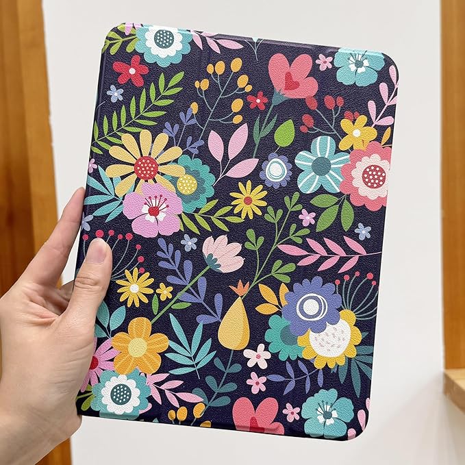 DONGKE Case Compatible with iPad 10.2 Inch 2021 2020 2019 iPad 9th/8th/7th Generation with Pencil Holder, Slim Stand Protective Case with Soft TPU Back, Auto Sleep/Wake Cover, Florals