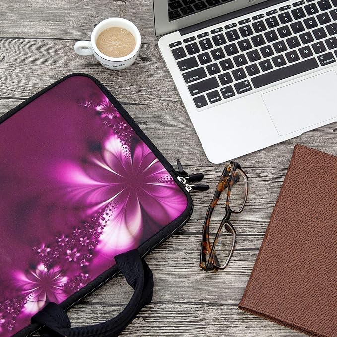 RICHEN 14 15 15.4 15.6 inch Messenger Bag Carrying Case with Handle Accessory Pocket Fits 14 to 15-Inch Laptops/Notebook/Kids Tablet (14-15.6 inch, Flowers)