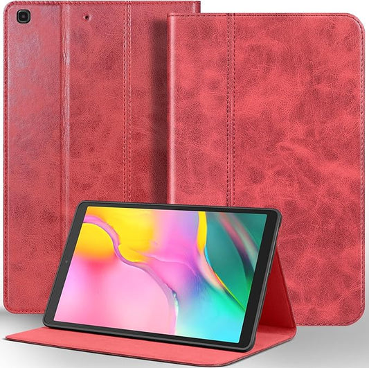 for Samsung Galaxy Tab A 10.1 inch Case 2019 Model(SM-T510/T515/T517) Genuine Leather Cover Protective Shell.Red
