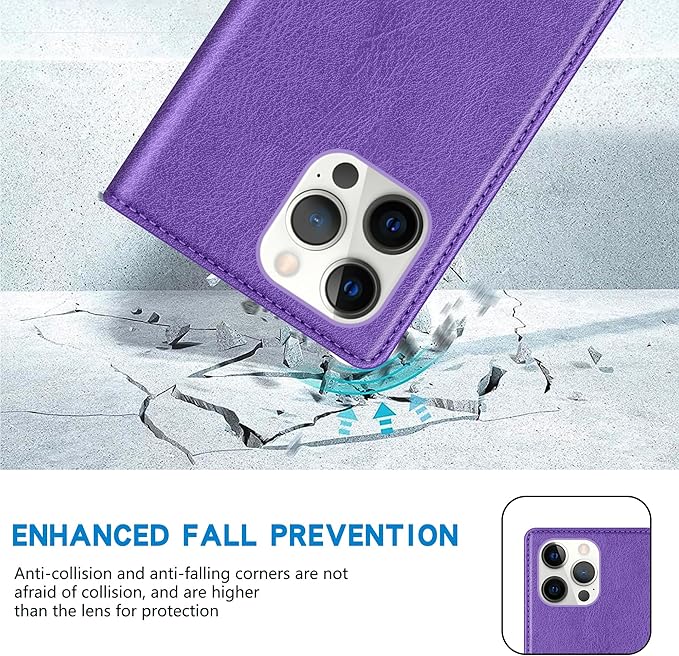 ZZXX for iPhone 15 Pro Max Wallet Case with [RFID Blocking] Card Slot Stand Strong Magnetic Leather Flip Fold Protective Phone Case for iPhone 15 Pro Max Case Wallet(Purple-6.7 inch)