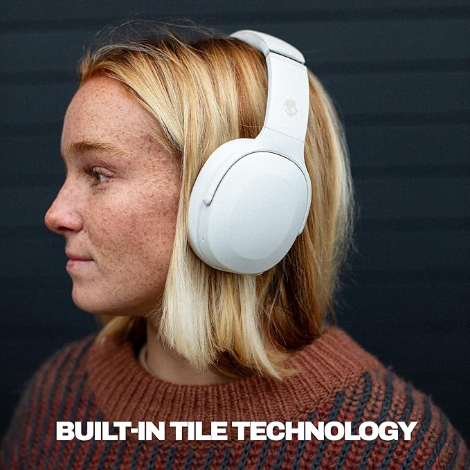 Skullcandy Crusher Evo Wireless Bluetooth Headphones with Multi-Sensory Bass and Charging Cable, Noise Isolating Over-Ear Fit, Up to 40 Hours Battery, Microphone for iPhone Android - Bone