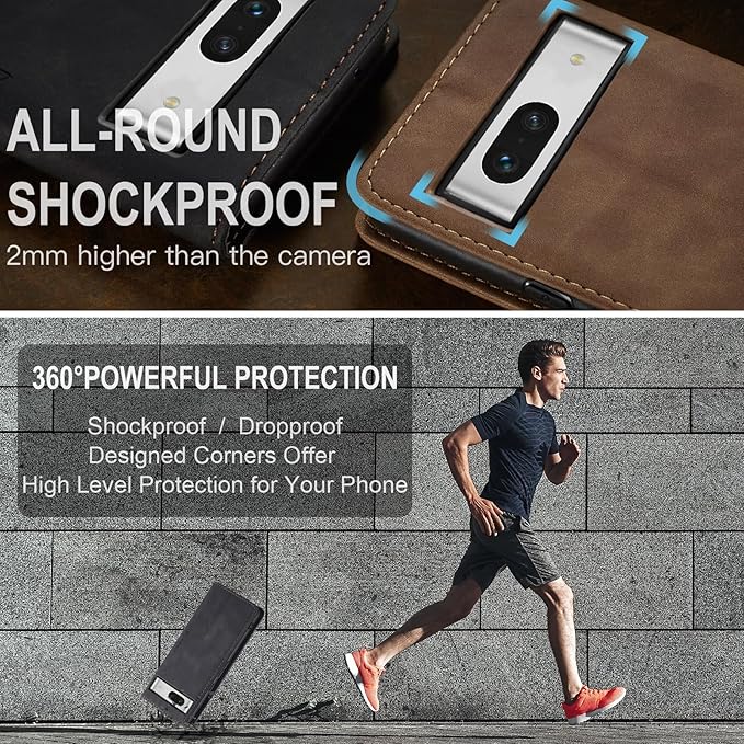 for Google Pixel 7A Case, Flip Wallet Leather Case with Card Holder Magnetic Closure Shockproof Kickstand Protective Phone Cases Cover for Pixel 7A,Black