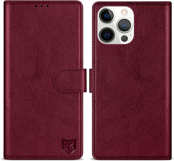 ZZXX for iPhone 15 Plus Wallet Case with [RFID Blocking] Card Slot Kickstand Magnetic Closure Leather Flip Fold Protective Phone Case for iPhone 15 Plus Case Wallet(Wine Red-6.7 inch)