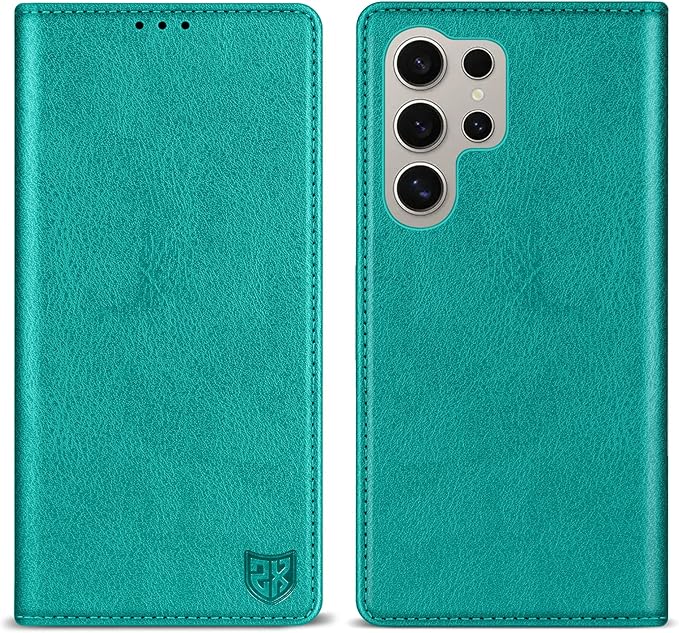 ZZXX for Samsung Galaxy S25 Ultra Wallet Case with [RFID Blocking] Card Slot Stand Strong Magnetic Leather Flip Fold Protective Phone Case for Samsung Galaxy S25 Ultra Case Wallet(Lake Blue-6.8 inch)