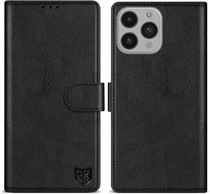 ZZXX for iPhone 14 Pro Wallet Case with [RFID Blocking] Card Slot Kickstand Magnetic Closure Leather Flip Fold Protective Phone Case for iPhone 14 Pro Case Wallet(Black-6.1 inch)