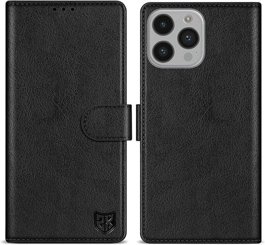 ZZXX for iPhone 14 Pro Wallet Case with [RFID Blocking] Card Slot Kickstand Magnetic Closure Leather Flip Fold Protective Phone Case for iPhone 14 Pro Case Wallet(Black-6.1 inch)