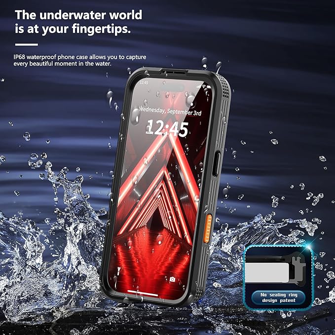 GOLDJU Magnetic for iPhone 17 Case-Waterproof, Built-in Screen & Camera Protector-IP68 Underwater Full Body 16FT Military Dropproof Shockproof Case for 17 6.3''- Black