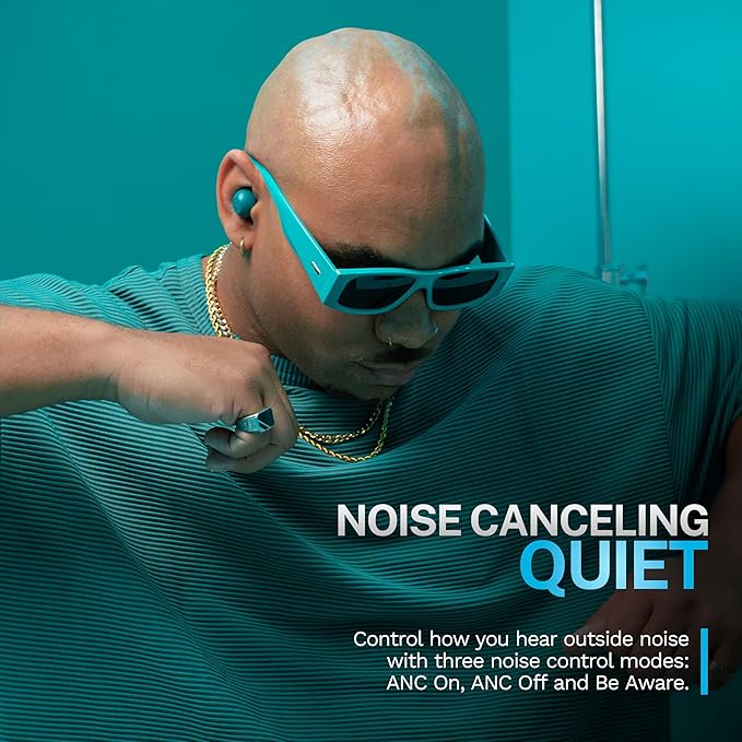 JLab Go Pop ANC True Wireless Earbuds & Charging Case, Teal, Active Noise Cancelling, 10mm Drivers, Dual Connect, Customize Your Sound with App, Be Aware Mode, Compact Fit, MEMS Microphone