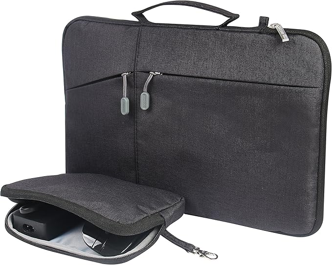 Megoo 13" Laptop Sleeve Case with Accessory Pouch for Microsoft Surface Laptop 13" 2025/7 13.8"/ 6 5 4 3 13.5"/Book 3 2 13.5", Carry Bag for 13" 14" Computer(Black with Charger Case)