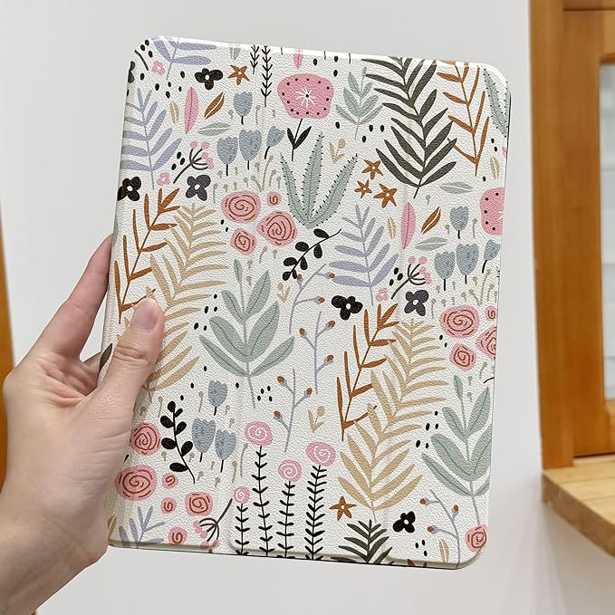 DONGKE Case Compatible with iPad 10.2 Inch 2021 2020 2019 iPad 9th/8th/7th Generation with Pencil Holder, Slim Stand Protective Case with Soft TPU Back, Auto Sleep/Wake Cover, Cute Florals