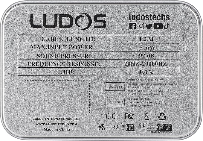 LUDOS Ultra Wired Earbuds in-Ear Headphones, 5 Years Warranty, Earphones with Microphone, Noise Isolating Ear Buds, Memory Foam for iPhone, Samsung, School Students, Kids, Women, Small Ears - Grey