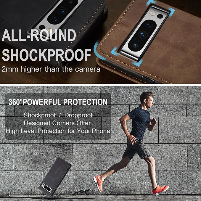 for Google 8 Pro Case, Flip Wallet Leather Case with Card Holder Magnetic Closure Shockproof Kickstand Protective Phone Cases Cover for Google 8 Pro,Black