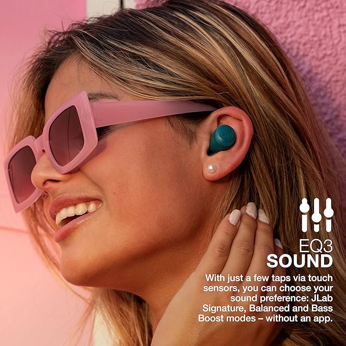 JLab Go Air Pop True Wireless Earbuds, in Ear Headphones, Bluetooth Earphones, Ear Buds with 32H Playtime, Bluetooth Earbuds with Microphone, USB Charging Case, Dual Connect, EQ3 Sound, Teal