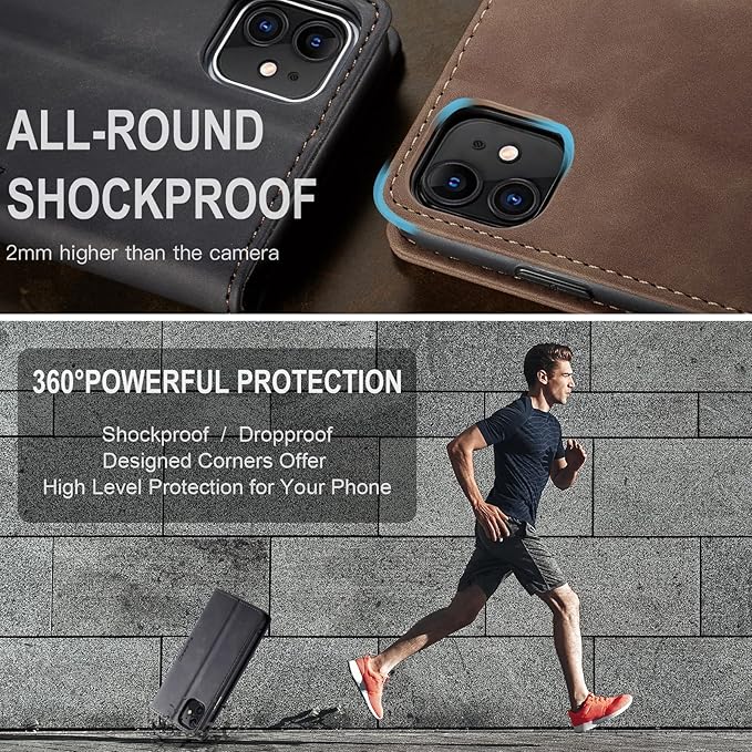 for iPhone 11 6.1-Inch Case, Flip Wallet Leather Case with Card Holder Magnetic Closure Shockproof Kickstand Protective Phone Cases Cover for iPhone 11, Black