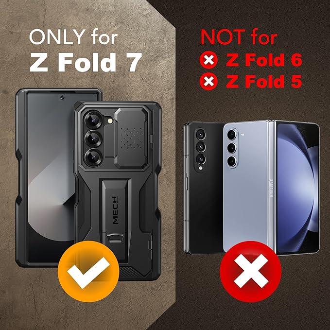 TONGATE for Z Fold 7 Case with Stylus & Pen Holder, [Built-in Privacy Screen Protector & Slide Camera Cover][Anti Spy] Military Grade Drop Stand Case for Samsung Galaxy Z Fold 7 with Belt Clip, Black