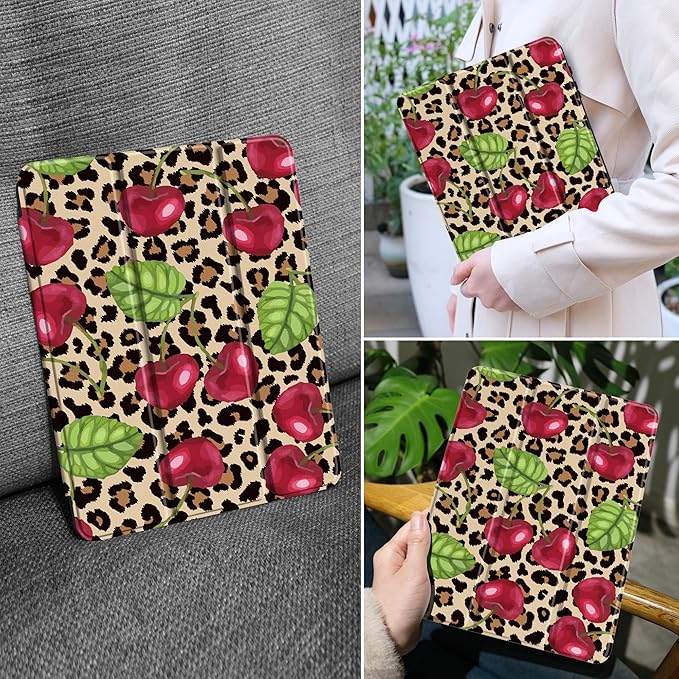 MEEgoodo Case for Samsung Galaxy Tab A9 Plus 11 inch Cover 2024 2023 with S Pen Holder, A9+ Smart Tablet Cases with Leather Trifold Stand+Soft TPU Back Shell+Smart Auto Wake/Sleep,Beige Brown & Cherry