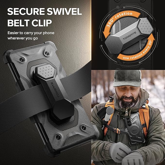 TONGATE for Galaxy Z Fold 7 Case with Privacy Screen Protector, [Compatible with MagSafe][Anti Spy] Shockproof Phone Case, Built-in Stand & Belt Clip & Hinge Cover for Samsung Z Fold 7 2025 8", Black