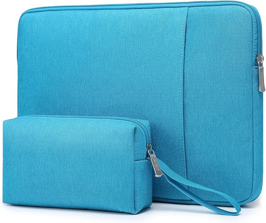 HYZUO 13.3-14 Inch Laptop Sleeve Bag Set for MacBook Pro 14 M4/M3/M2/M1, MacBook Air/Pro 13.3, 13.5"/13.8" Surface Book/Laptop, Notebook Case for 13.3" HP Dell Lenovo Asus Acer, Lake Blue