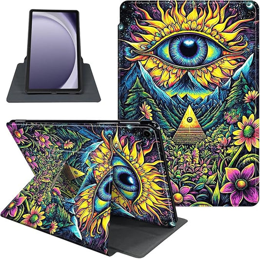 Case for Samsung Galaxy Tab A9 8.7 Inch 2023 Tablet Case, 360 Degree Rotating Folio Stand Smart Cover for Samsung Galaxy Tab A9 Tablet, Auto Sleep/Wake, Eye Flowers