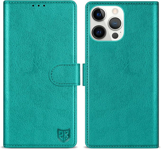 ZZXX for iPhone 15 Pro Max Wallet Case with [RFID Blocking] Card Slot Kickstand Magnetic Closure Leather Flip Fold Protective Phone Case for iPhone 15 Pro Max Case Wallet(Lake Blue-6.7 inch)