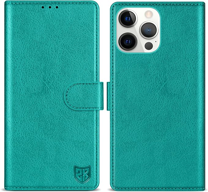 ZZXX for iPhone 14 Pro Max Wallet Case with [RFID Blocking] Card Slot Kickstand Magnetic Closure Leather Flip Fold Protective Phone Case for iPhone 14 Pro Max Case Wallet(Lake Blue-6.7 inch)