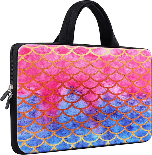 ICOLOR 11 11.6 12 12.1 12.5 inch Laptop Carrying Bag Chromebook Case Notebook Ultrabook Bag Tablet Cover Neoprene Laptop Sleeve case chromebook Sleeve with Handle Kids Girls Mermaid