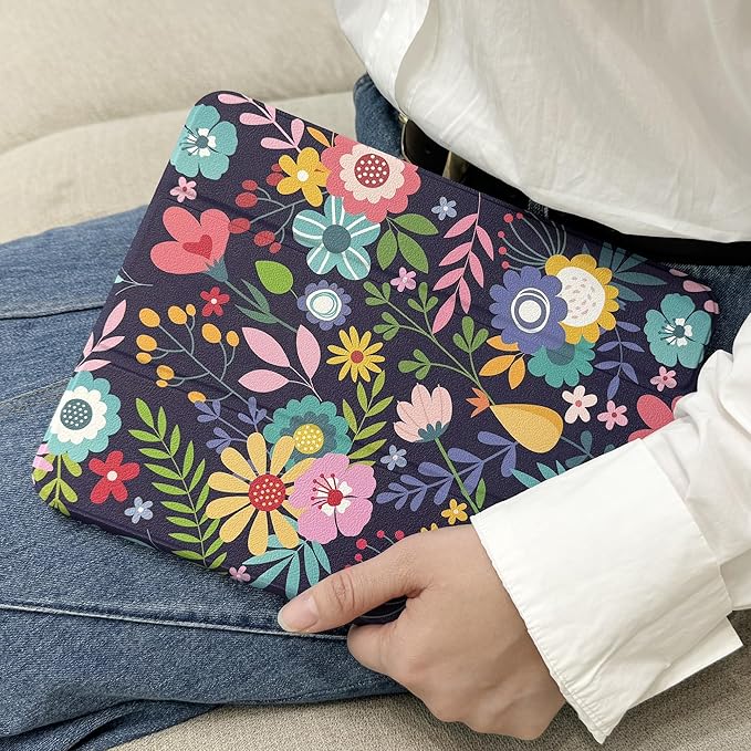 DONGKE Case Compatible with iPad 10.2 Inch 2021 2020 2019 iPad 9th/8th/7th Generation with Pencil Holder, Slim Stand Protective Case with Soft TPU Back, Auto Sleep/Wake Cover, Florals
