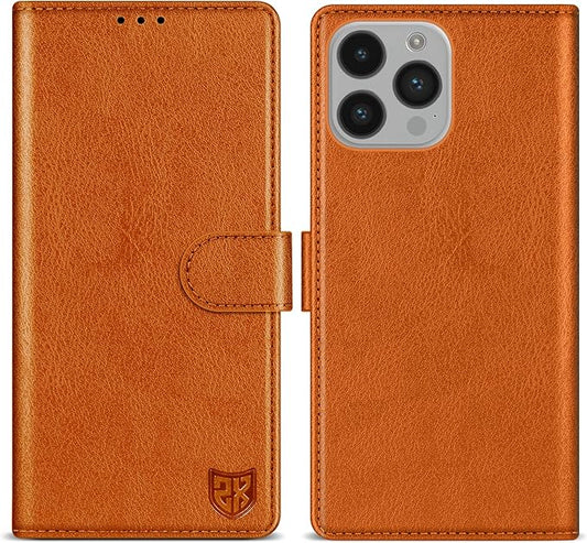 ZZXX for iPhone 14 Pro Wallet Case with [RFID Blocking] Card Slot Kickstand Magnetic Closure Leather Flip Fold Protective Phone Case for iPhone 14 Pro Case Wallet(Brown-6.1 inch)