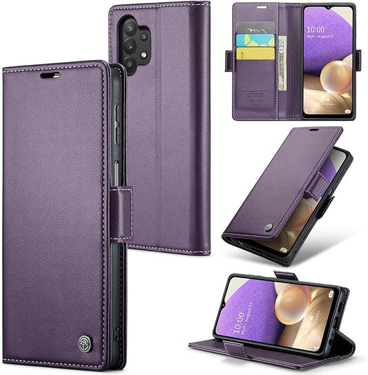 for Samsung Galaxy A32 5G Case, Premium PU Leather Wallet Case Flip Cover with [RFID Blocking][Card Holder][Stand Function] for Samsung Galaxy A32 5G (Non 4G Version), Purple